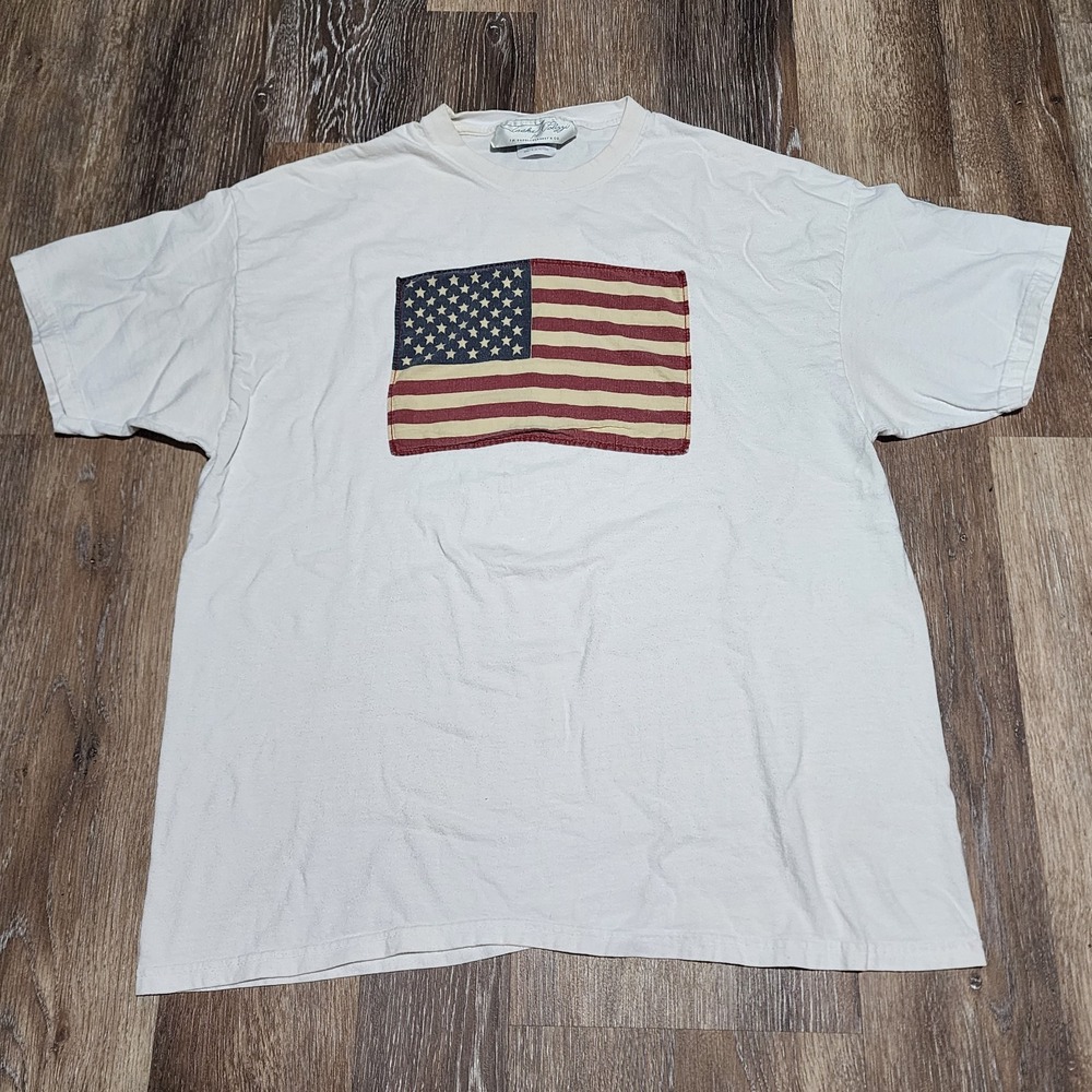 Tasha Polizzi T-Shirt Cotton 3D American Flag USA Patriotic Adult Size XL White
